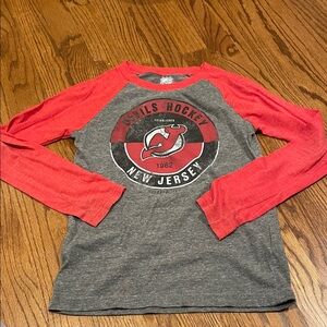 Kids Red and Gray Devils Hockey Shirt